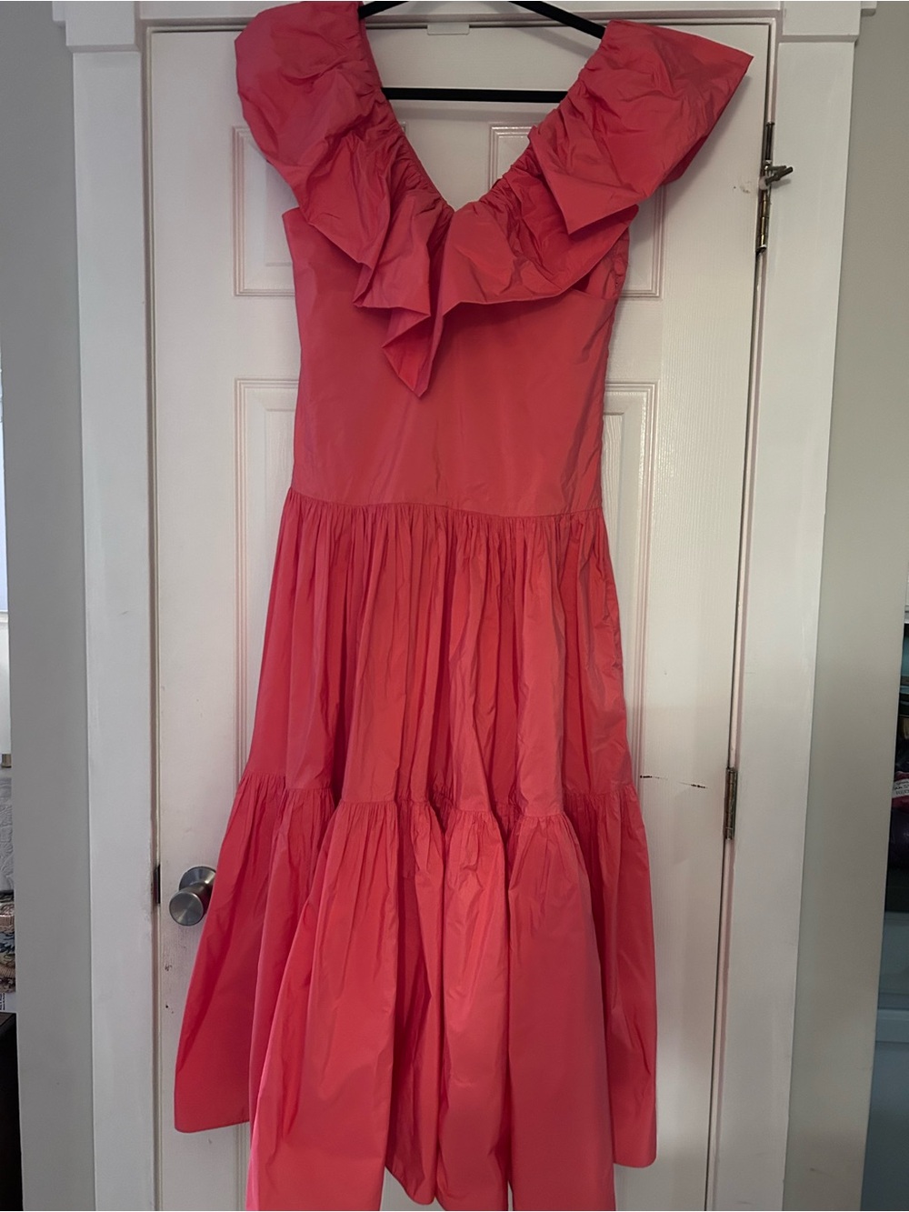 H&M Ruffled Off-Shoulder Coral Maxi Dress